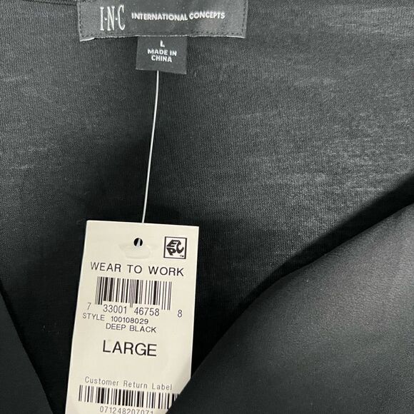 Inc International Concepts Blouse V Neck Black Draped Front Women Size Large - Picture 12 of 15
